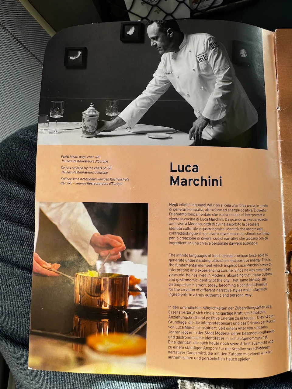 Koch Luca Marchini bereitet Essen vor
