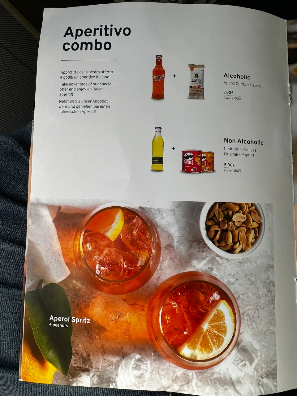 Italienischer Aperitivo-Combo-Angebot mit Spritz und Snacks