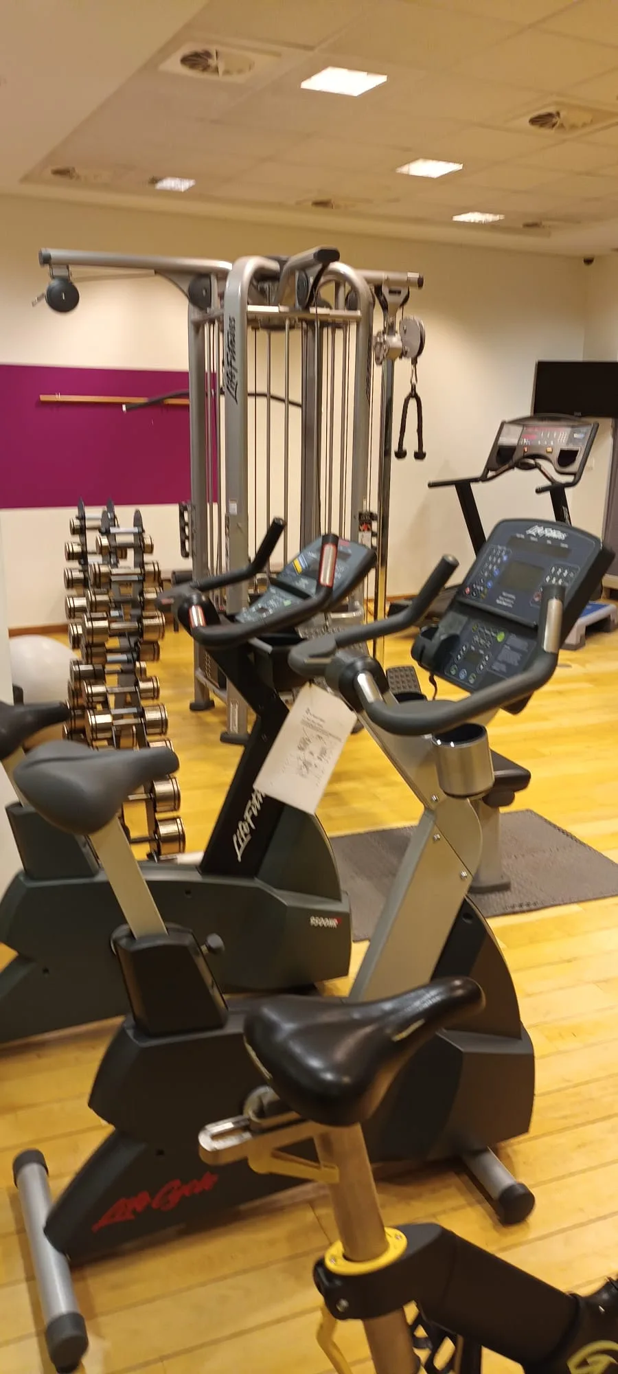 Fitnessraum mit Stationäre Fahrrädern und Gewichten