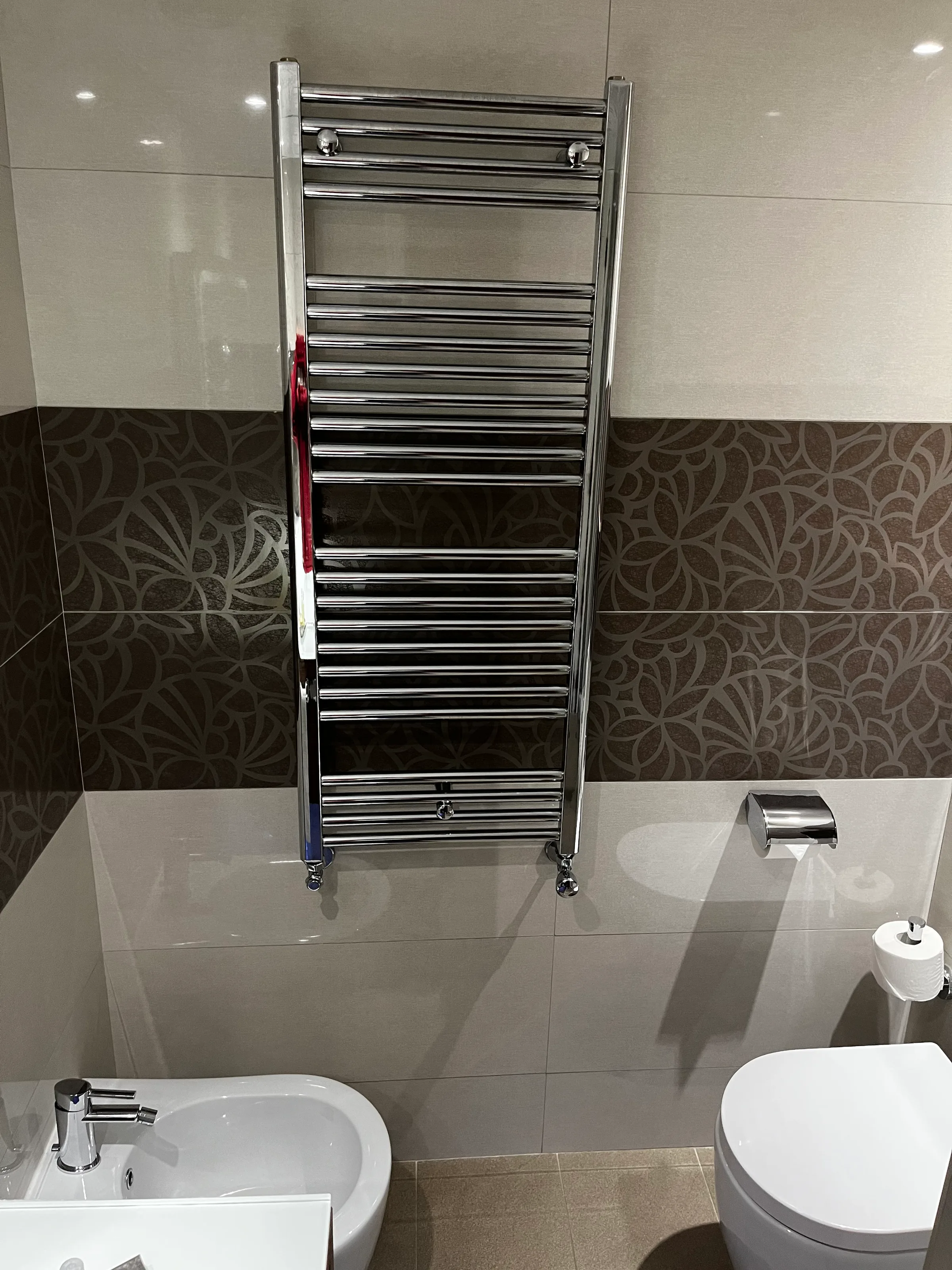 Badezimmer mit Handtuchhalter und Bidet