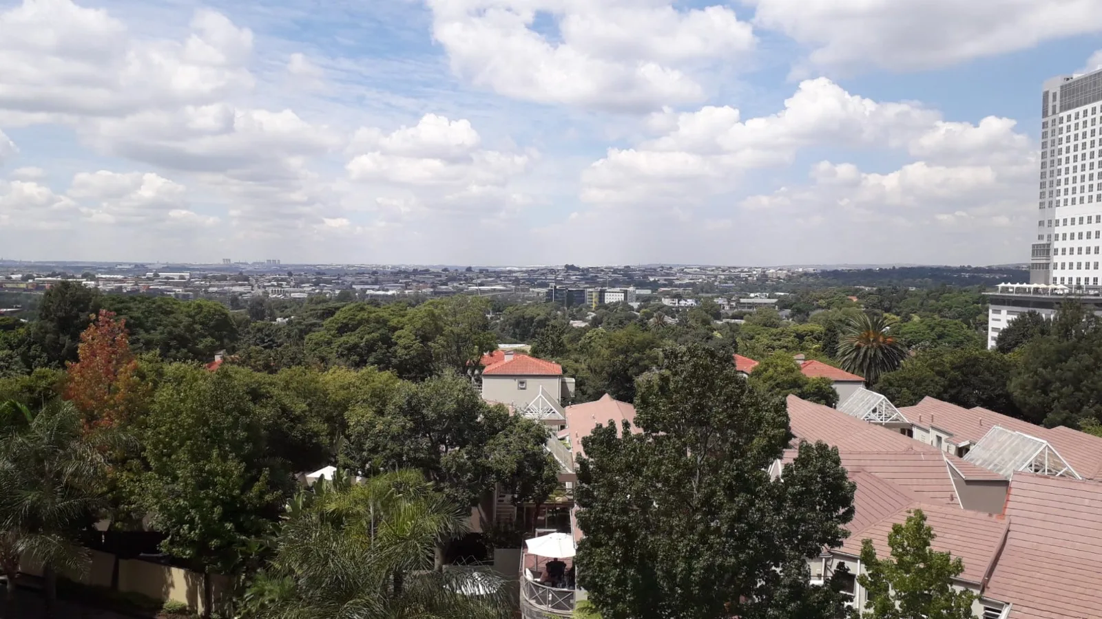 Panoramaansicht von Sandton mit Bäumen und Gebäuden