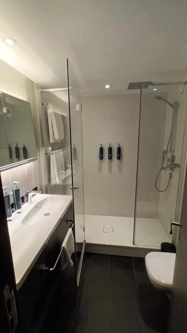 Moderne Badezimmer mit Dusche und Waschbecken