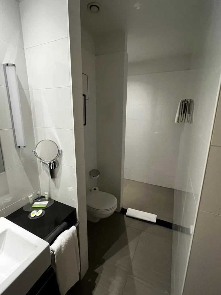 Moderne Badezimmeranlage mit Dusche und Toilette