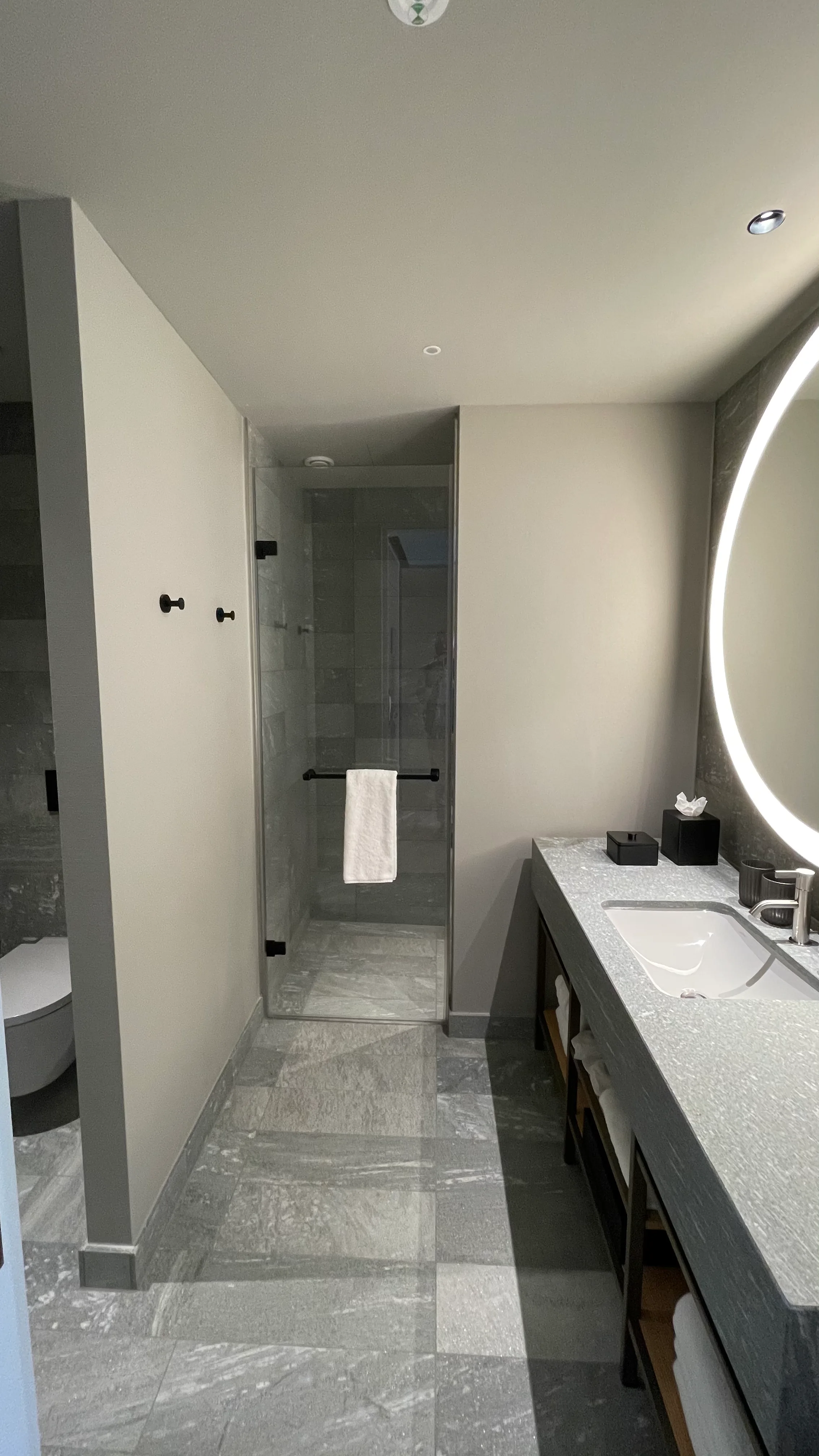 Moderne Badezimmer mit Dusche und Waschtisch