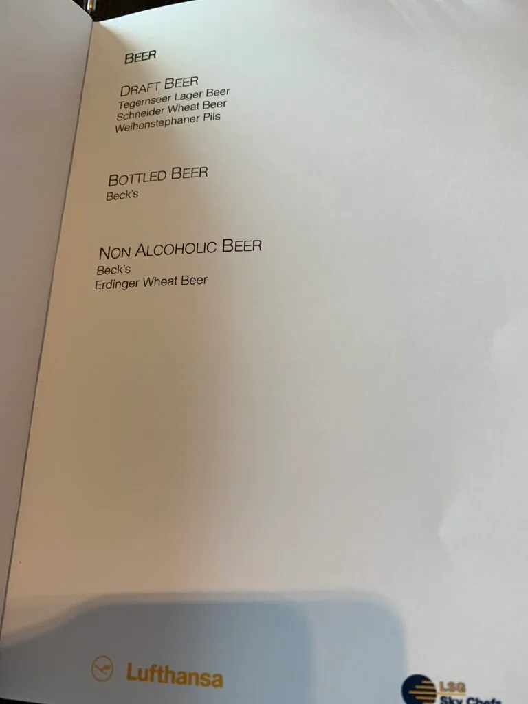 Biermenü mit verschiedenen Biersorten