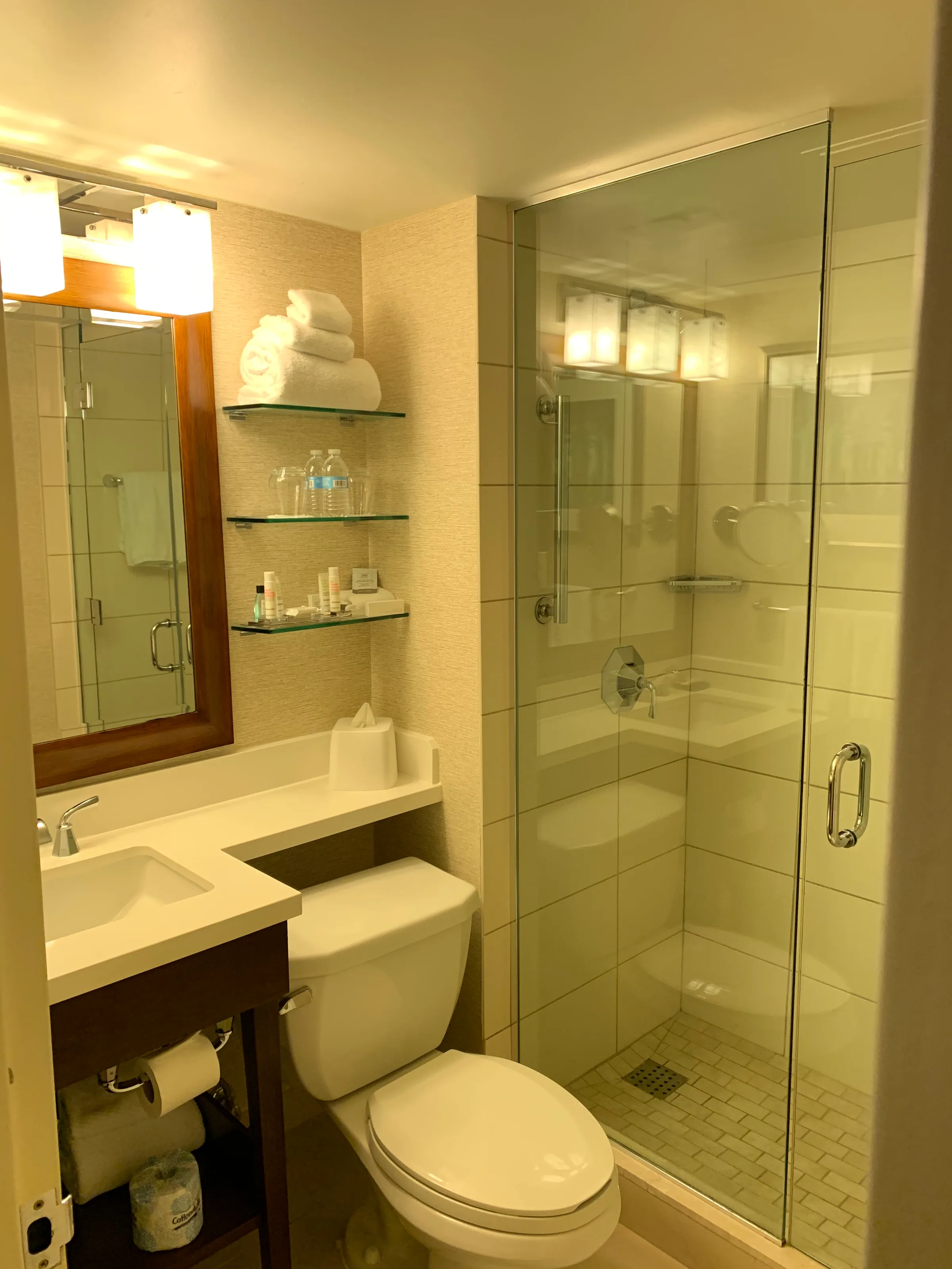 Moderateschönes Badezimmer mit Dusche und Toilette