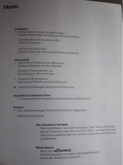 Käse und Dessert auf der Speisekarte